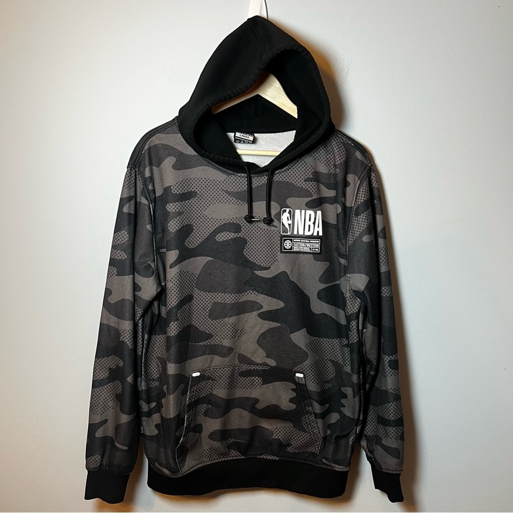 NBA Camo Hoodie Men’s L Black Gray Polyester Fleece Pullover Basketball